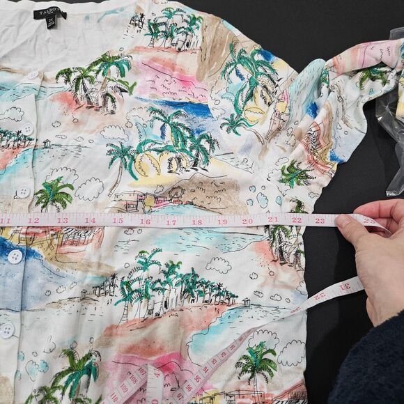 Talbots Womens Beach Cardigan Plus Size 2X Multicolor Cotton Blend Palm Trees - Picture 7 of 9